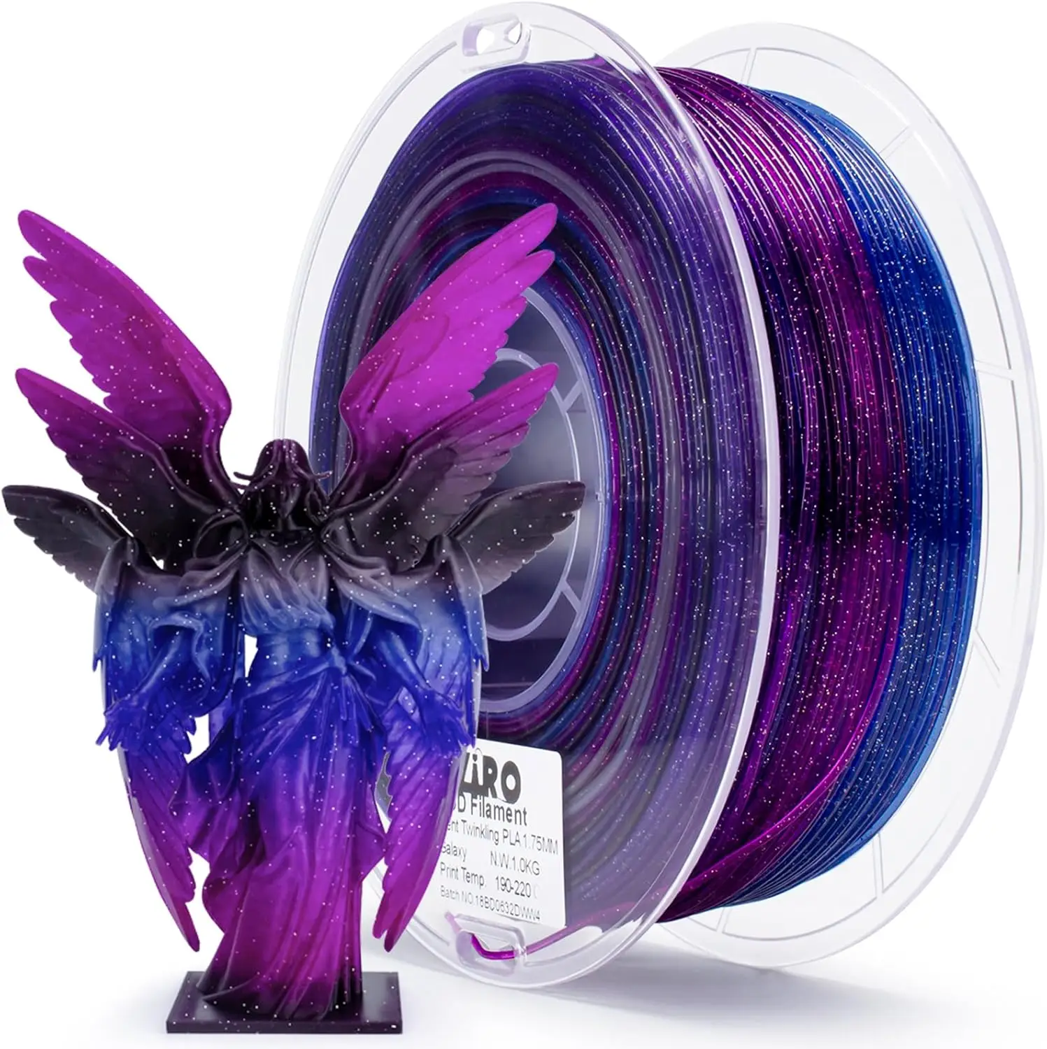 

Fast Color Changing Twinkling PLA Filament, 1.75mm, Sparkle Glitter with Colorful Translucent, 3D Printing Material, 1kg Spool