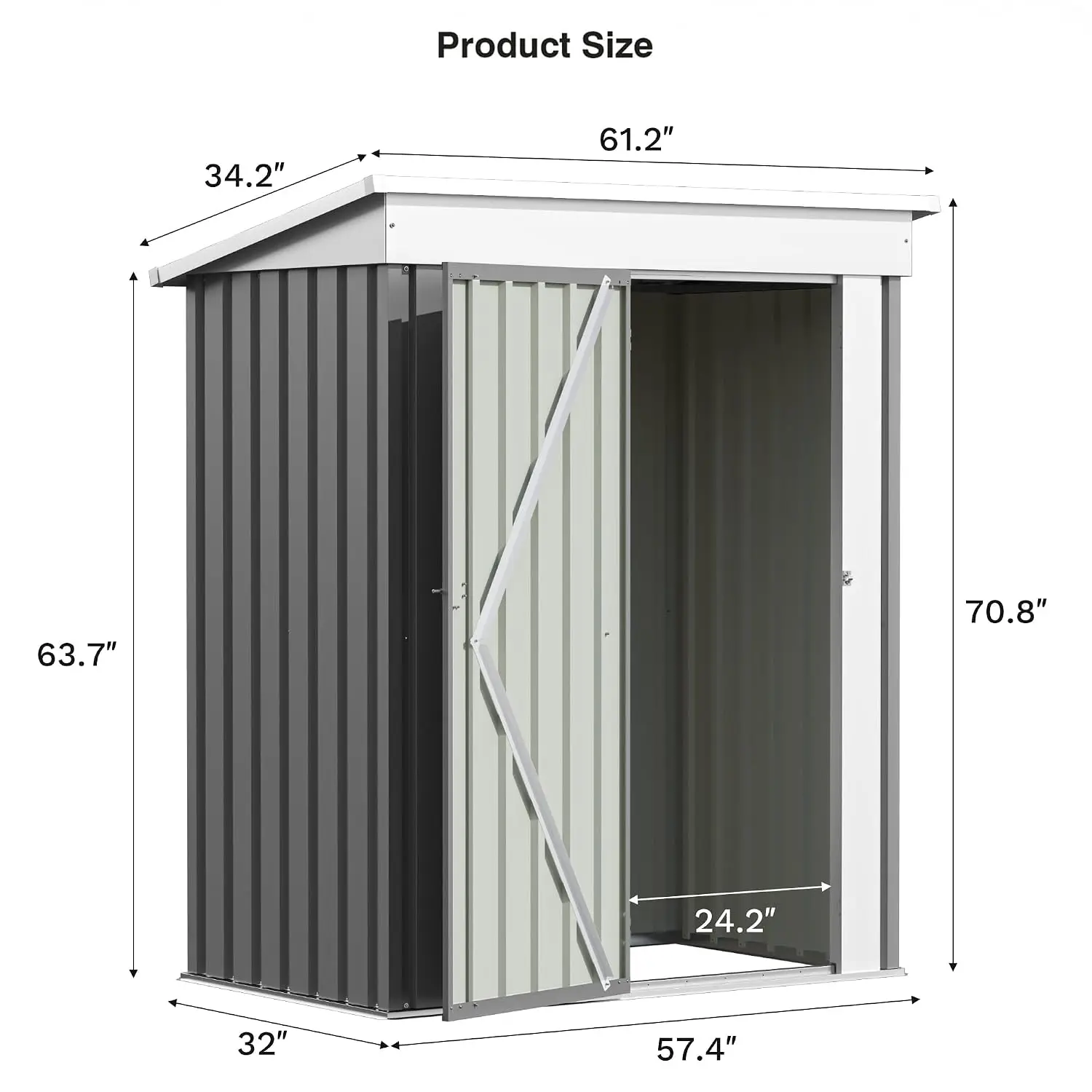 5x3 FT Outdoor Storage Shed, Metal Shed with Lockable Door & Sloping Roof, Steel Tool Shed for Backyard, Customized