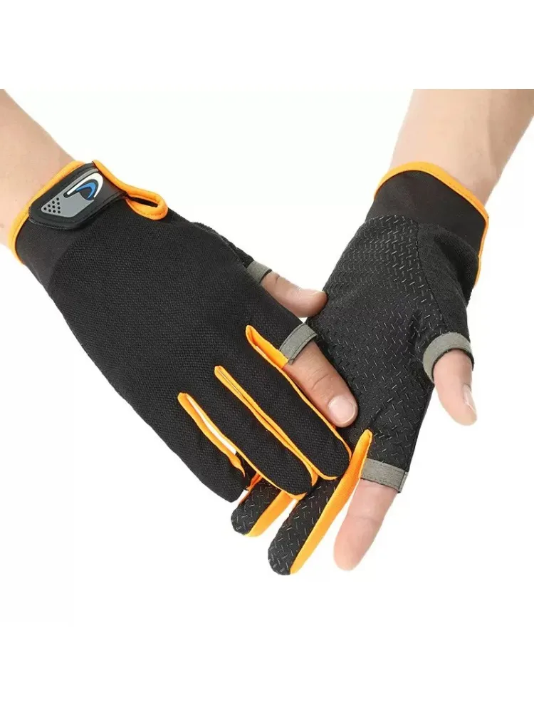 AliExpress NONE Summer Men Fishing Gloves Women Two Finger Cut Male Touchscreen Angling Anti-Slip Sun-Proof Breathable Cycling Fitness Gloves