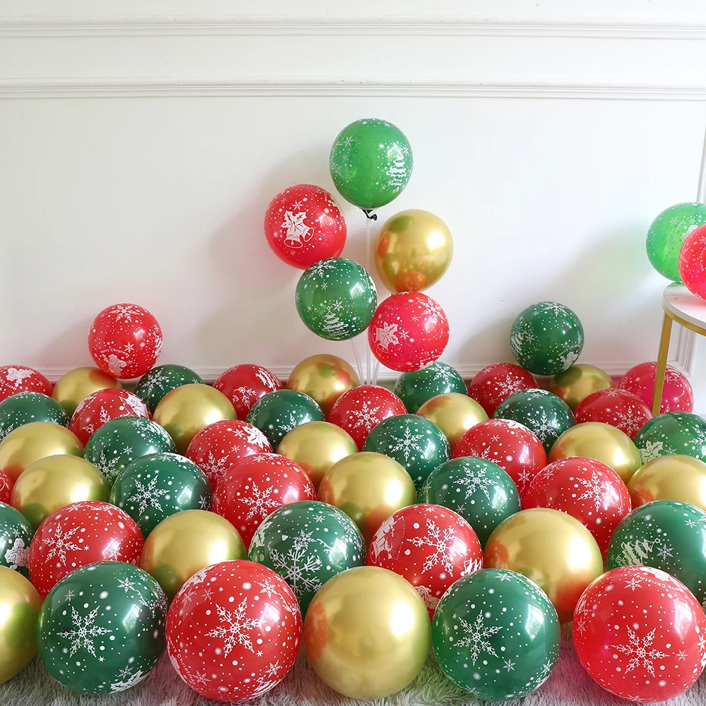 15/30pcs Christmas Latex Balloon Gold Red Green Confetti Ball 2023 Home Xmas Tree New Year Birthday Weddin Decor Baby Showe 2024