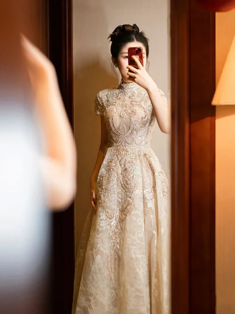 

Новое китайское вечернее платье 2025 года для помолвки и свадьбы, женское, для возвращения домой, класса люкс, летнее, для вечеринок с вином, D...