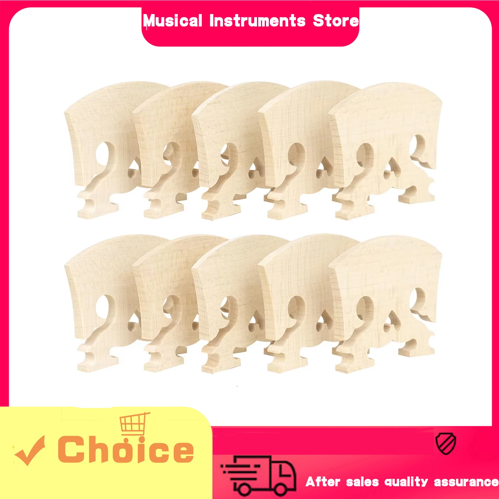 10pcs/set Violin Code Caddies Bridges Fiddle Maple Wood Bridge for 4/4 3/4 1/4 1/2 1/8 Violin Musical Instruments Accessories