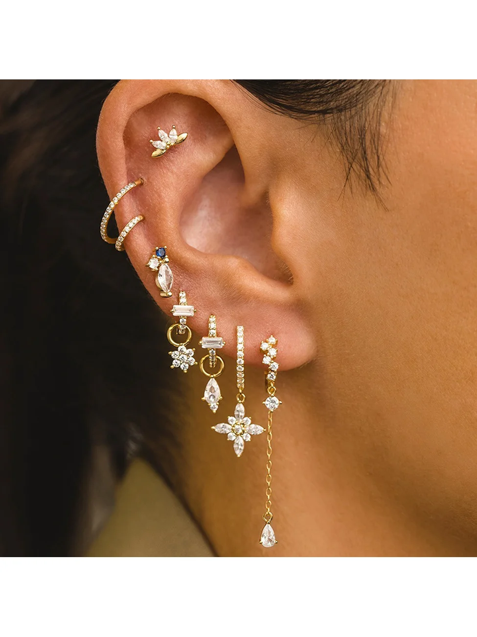 Luxury AAA Zircon Paper Clip Necklace Sweater Long Chain Earrings set For Women High Quality Party Wedding Jewelry S565