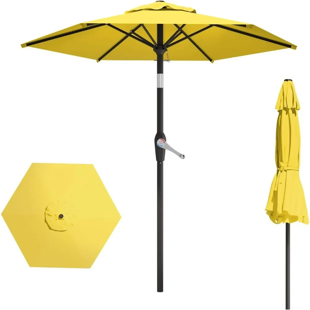 

7.5FT Patio Umbrella Table Market Umbrella w/Tilt and Crank Heavy-Duty Round Outdoor Umbrellas for Garden, Deck, Backyard