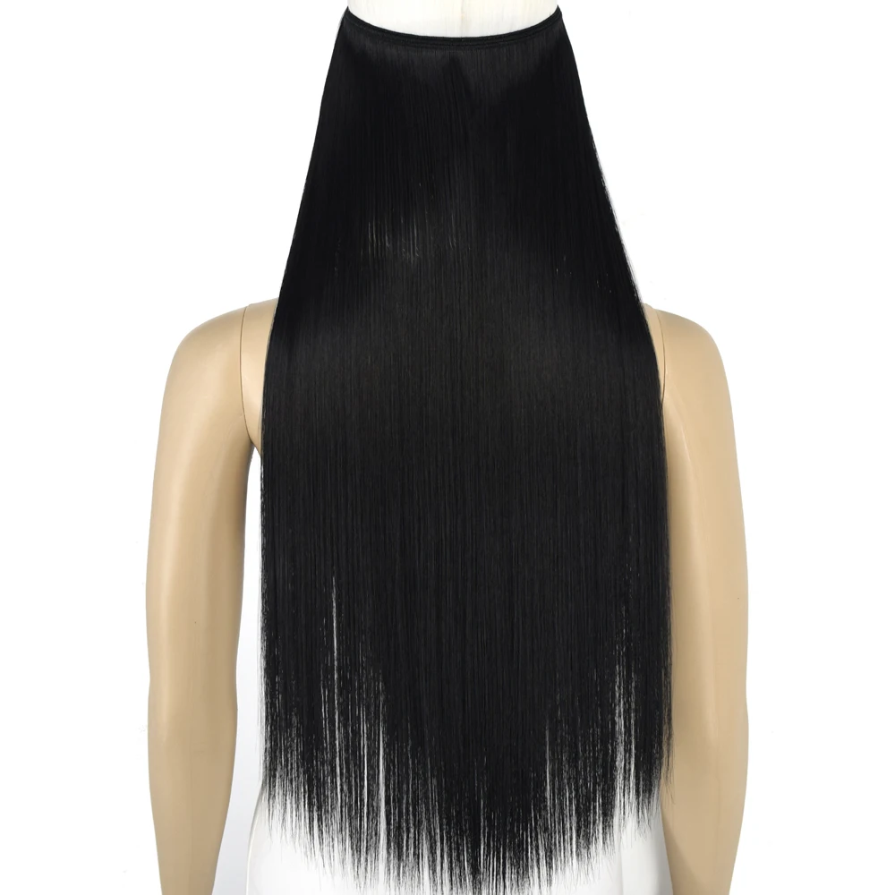 TOPREETY Synthetic Heat Resistant Straight Elasticity Invisible Wire Hair Extensions 8006