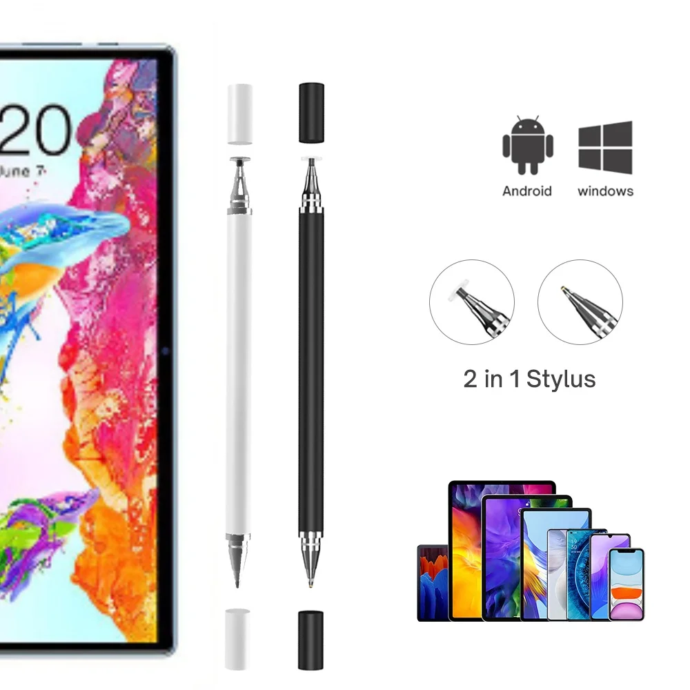 2 in 1 Universal Stylus Pen For Teclast P40S P30 Air P30HD P20HD P25 P20 M30 M40 Drawing Tablet Capacitive Screen Touch Pen