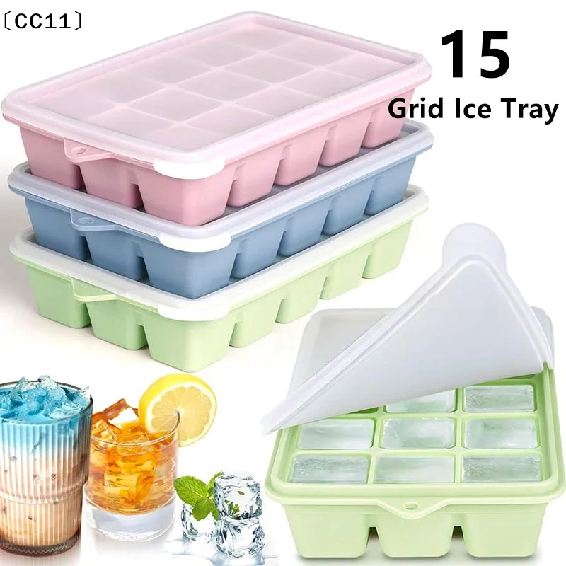 15Grid Food-grade Silicone Large  Tray Mold Stackable Extra-large Lce Cube Square Tray Mold DIY Ice Maker  Tray〔CC11〕