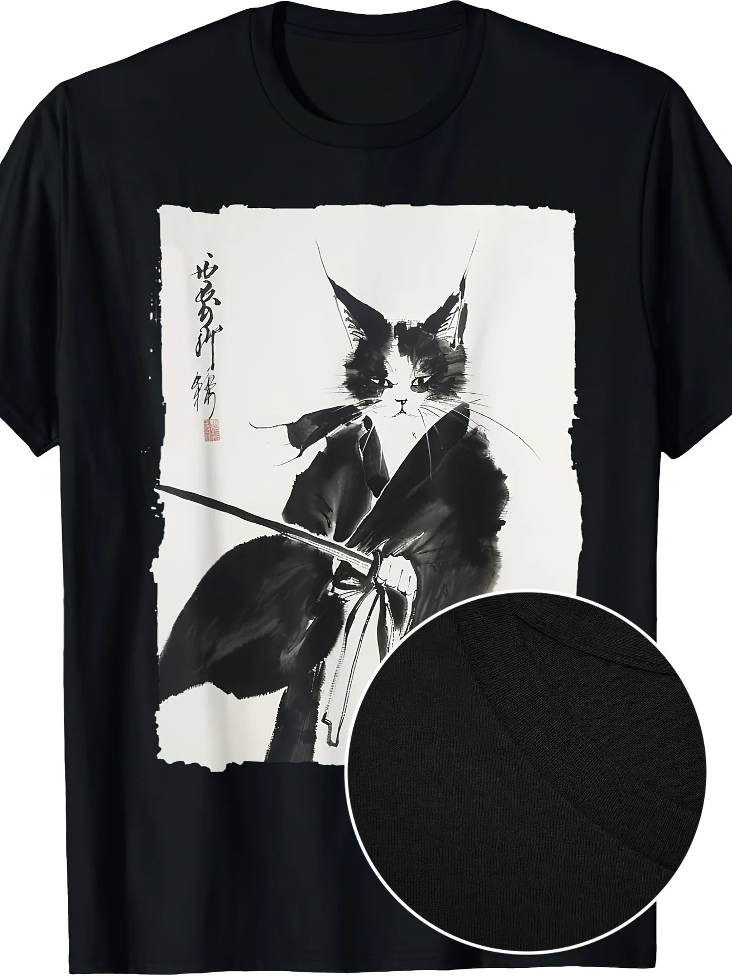

Винтажная мужская футболка с рисунком Ukiyo-e Samurai Cat