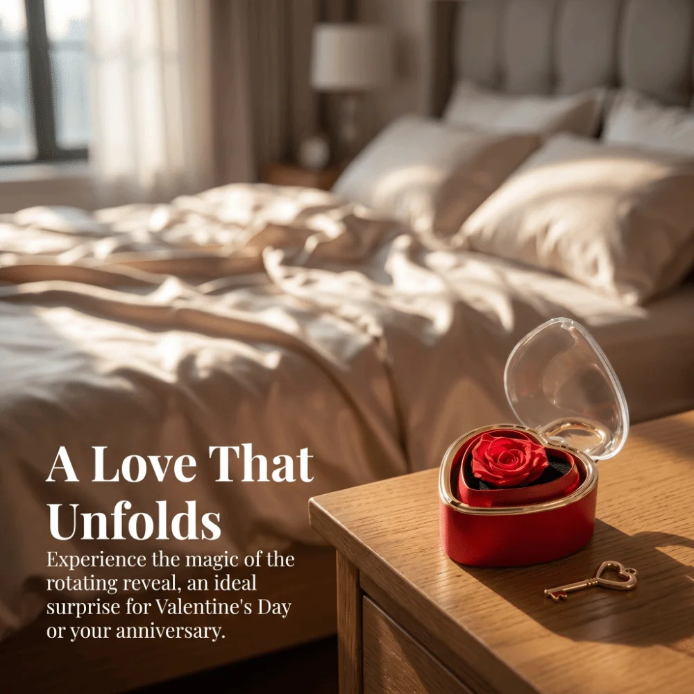 Rotation Heart-shaped Padlock Jewelry Box Luxury Organizer Finger Ring Box Dustproof Soap Rose Flower Valentine's Day Gift Box
