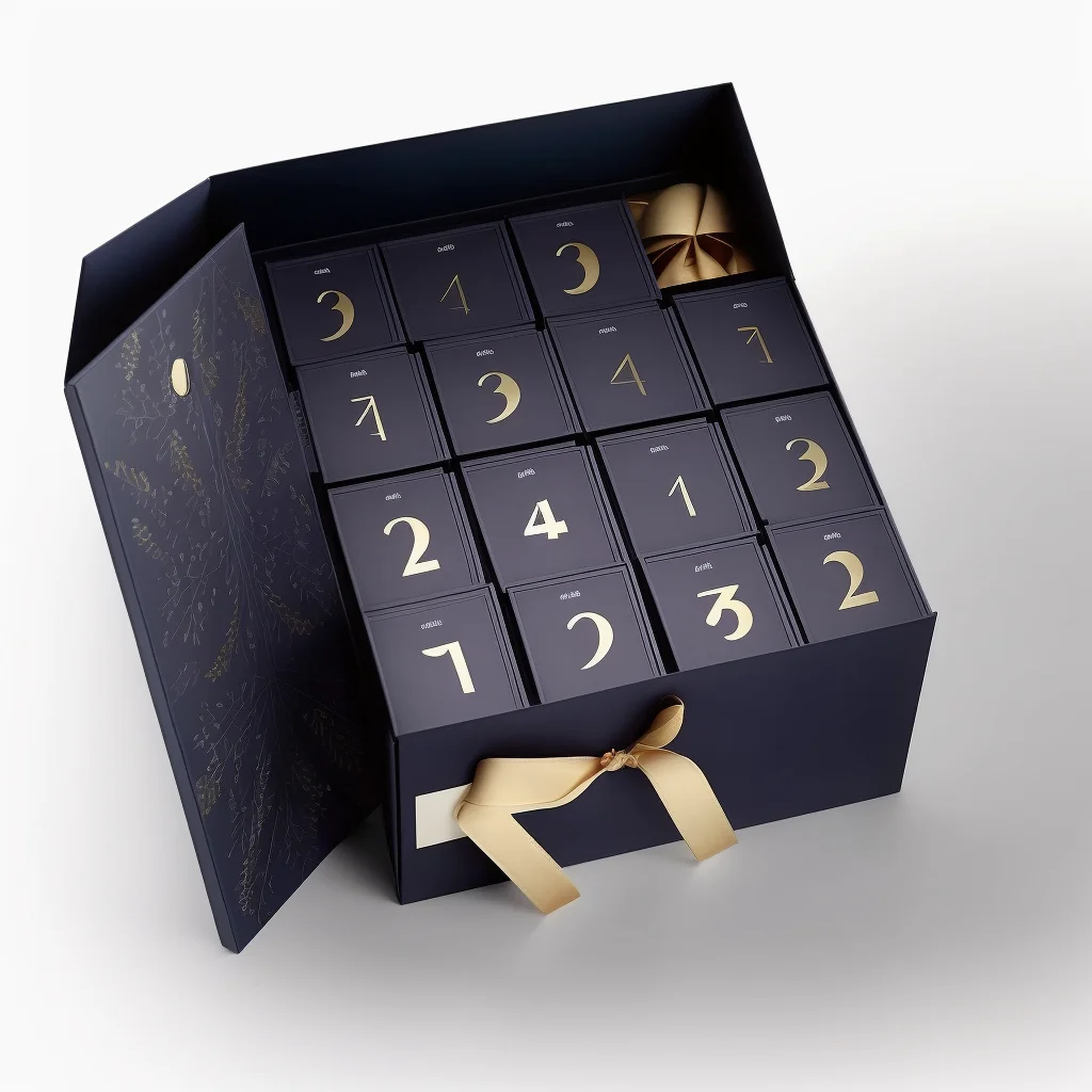 Customization.Advent Calendar Box Luxury Custom Rigid Cardboard Christmas Countdown Empty 12 Days Advent Calendar Box