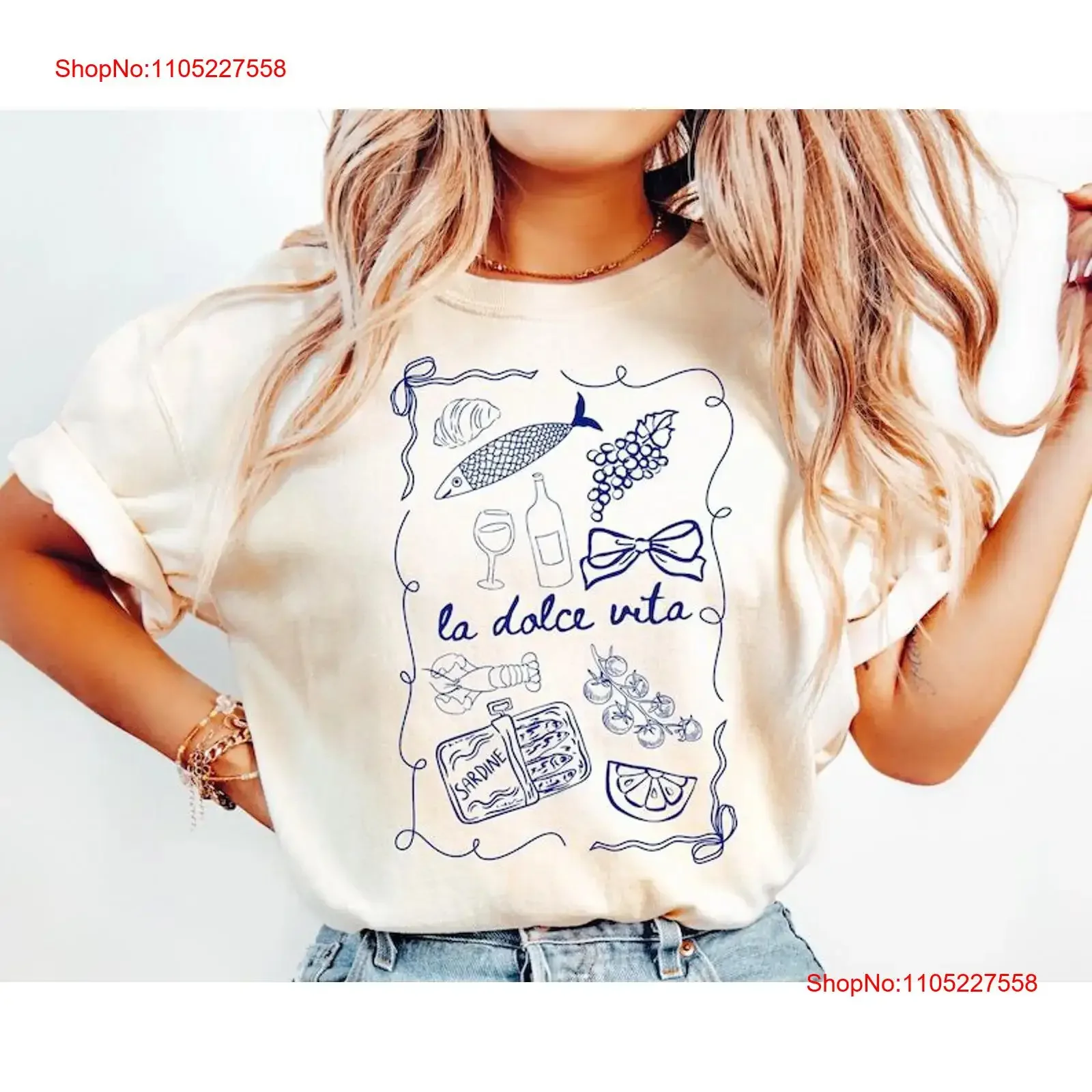 La Dolce Vita T Shirt Sardine Fisherman Aesthetic vintage Washed Unisex streetwear Soft Casual Top For Everyday Wear