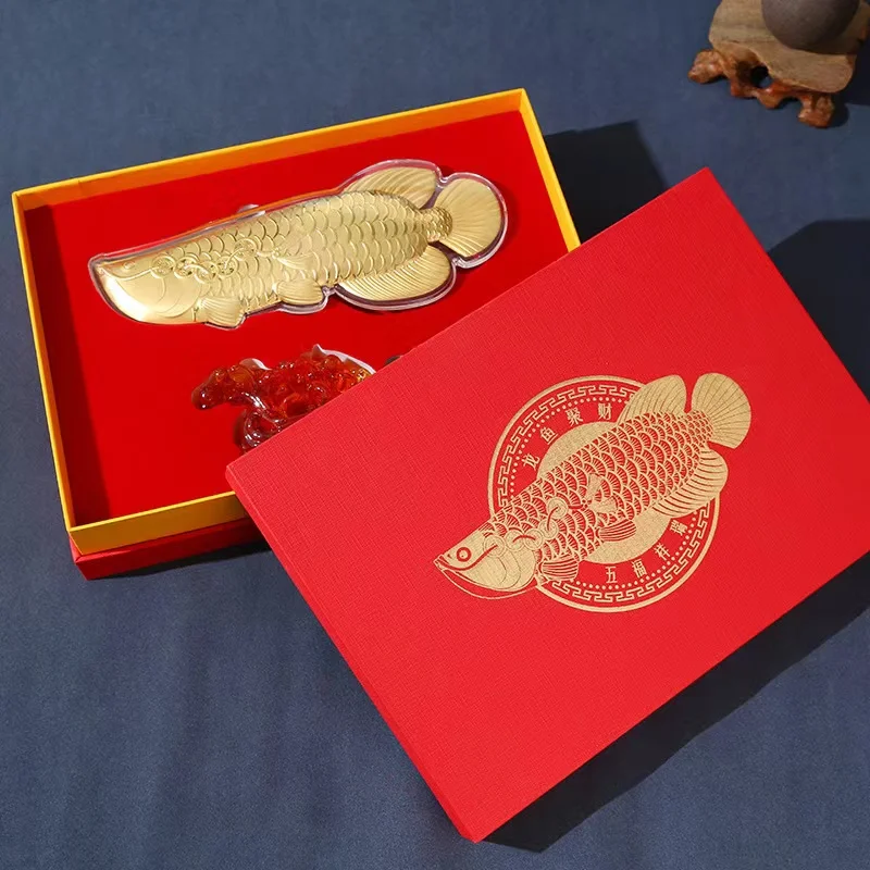 2023 HOME COMPANY BOSS High quality good luck decoration gold Arowana dragon fish   Bring good luck Recruit wealth talisman