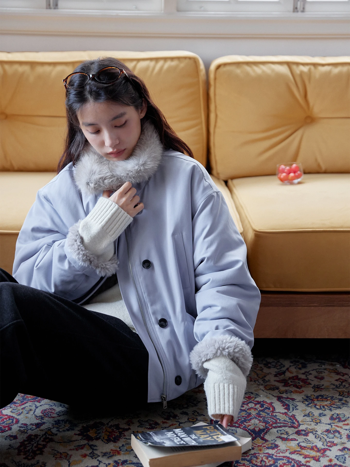 

MIXABO Thi Fur Parka Coat Women's Winter Simulation Leather High Collar Lamb Fur Outerwear Zipper Sle Long Sve Retro