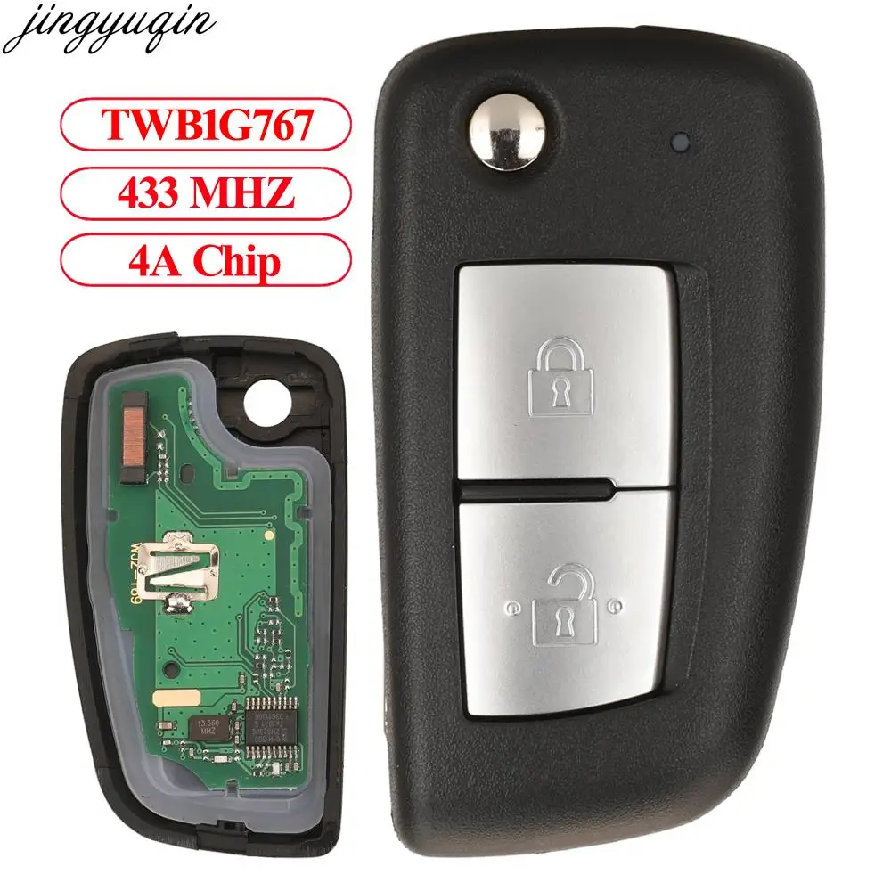 

Jingyuqin Remote Car Key Alarm 433MHZ 4A Chip For Nissan Qashqai Micra Pulsar X-Trail 2012-2021 TWB1G767 2/3 Buttons Replacement