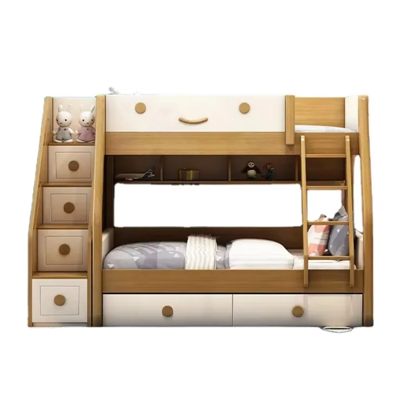 

Solid Wood Double-Layer Children'S Furniture Full Size Kid Double Twin Bunk Beds Frames Over Bed With Wardrobe