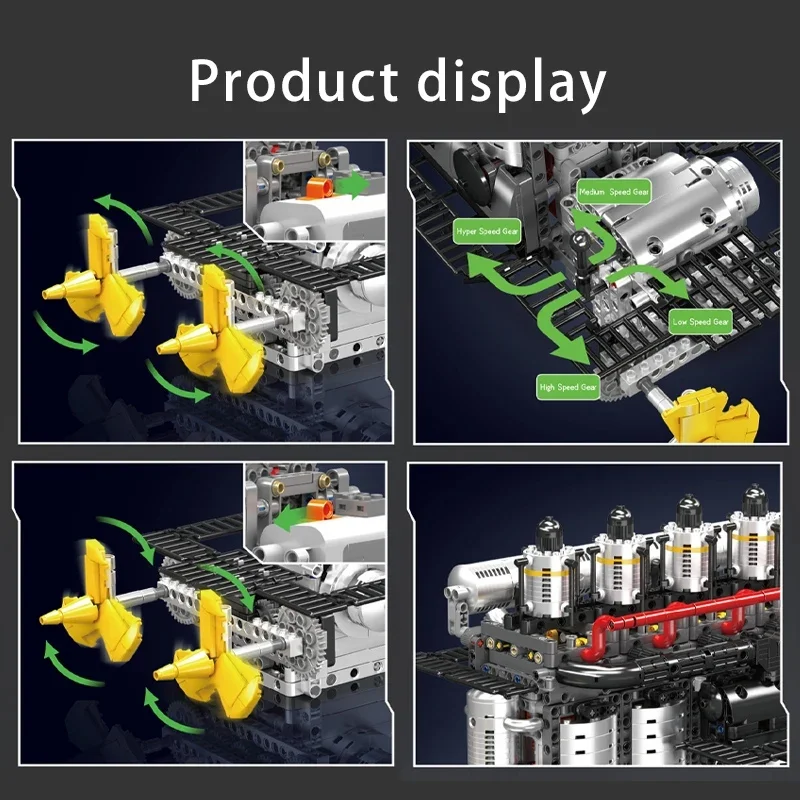 Mould King 10209 Inline 6-Cylinder Engine Creative Toys Entertainment Model Building Blocks sets moc Bricks Kids Christmas Gifts