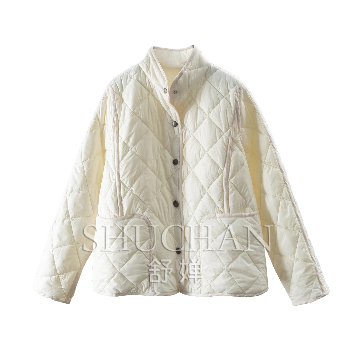 

Argyle Light and warm, retro rhombus quilted stand-up collar long-sleeved cotton jacket female 17I3 casacos de inverno feminino