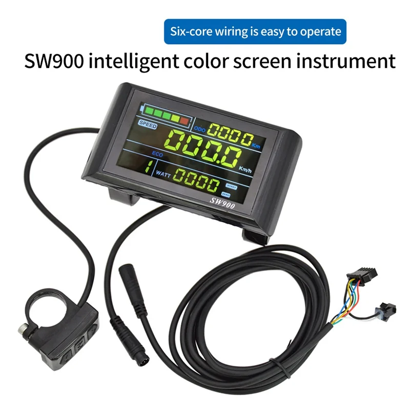 -PQWN LCD Display SW900 24 36 48V 52V 60V Electric Scooter 6 Pins Plug Riding Speed Time Power Display