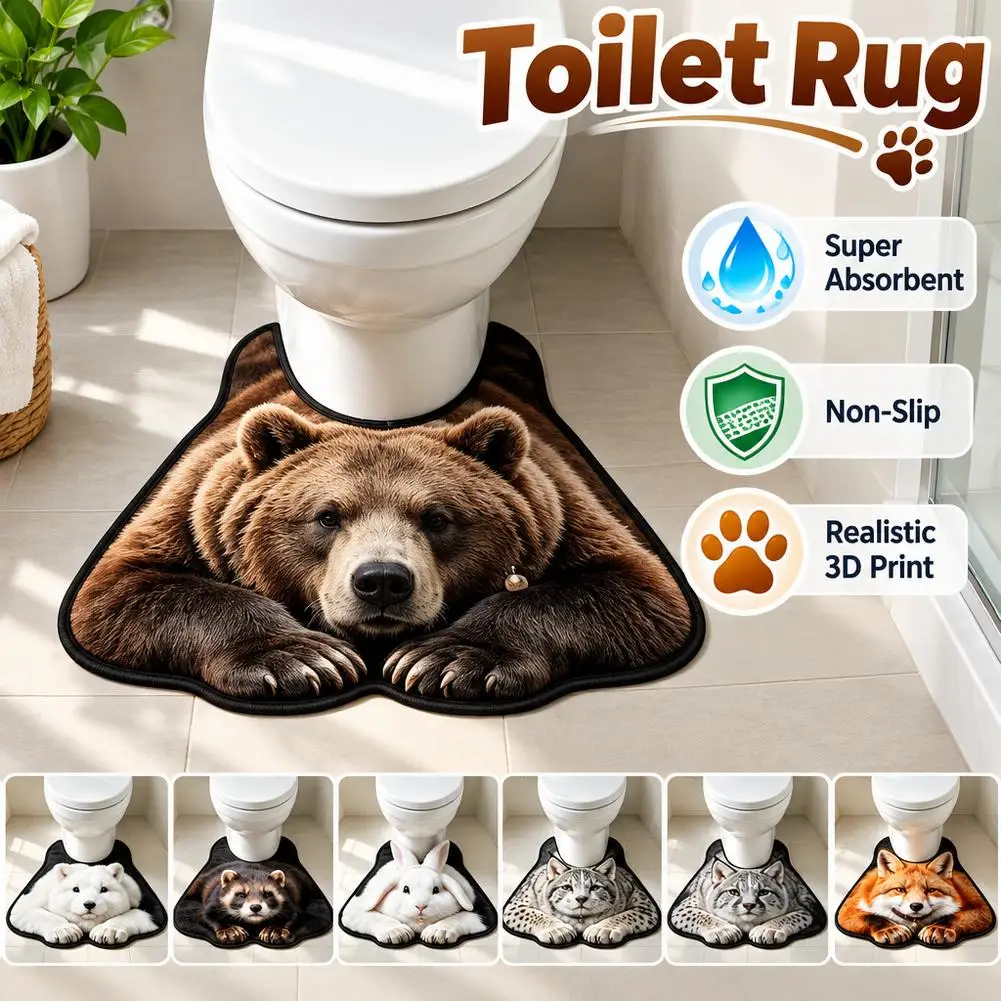 40x60cm Toilet Mat Irregular Animal Bathroom Floor Mat U-Shaped Toilet Seat Mat Diatomaceous Earth Absorbent Splash Proof Pad