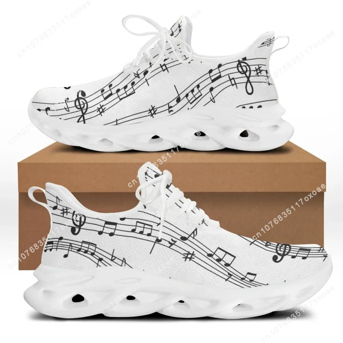 Fashion Musical Notes Cartoon Pattern Female Flat Shoes Comfort Sport Sneakers for Women Lace up zapatillas hombre 2022