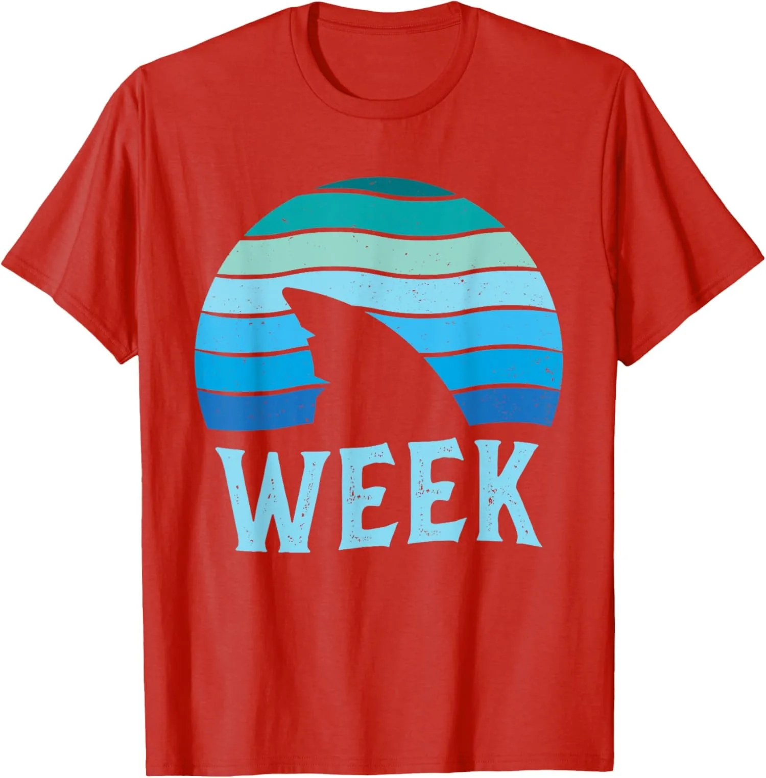 Retro Shark Fin Week 2025 Shark Ocean Wildlife Summer Unisex T-Shirt