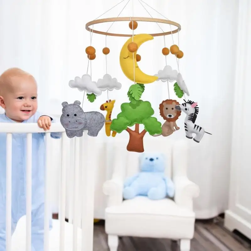 Woodland Crib Mobile Forest & Jungle Animal Babies Nursery Mobiles Soft Wooden Bed Bell Toy For Nursery Living Room Hospital &