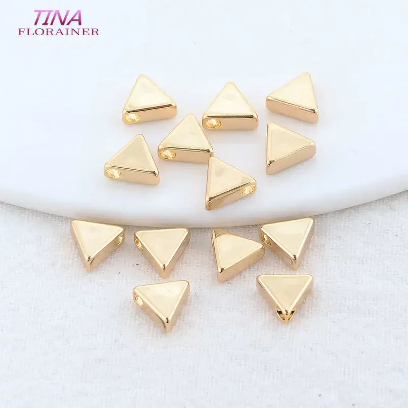 20PCS 7*7MM 14K Gold Color Plated Brass Triangle Beads Spacer Beads For Bracelet High Quality Diy Jewelry Accessories