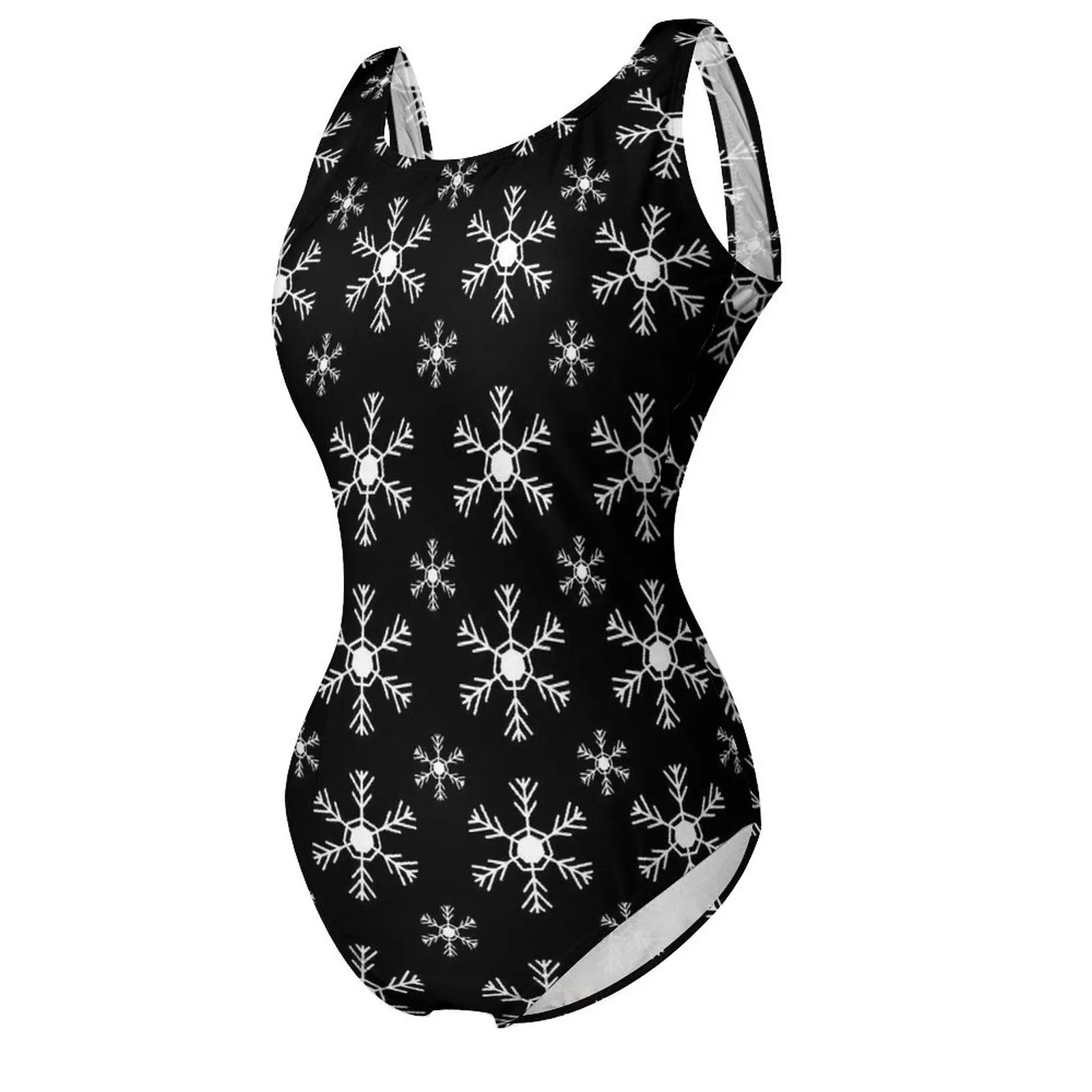 Winter Snowflake Swimsuit White Snowflakes One Piece Swimwear Push Up Trendy Monokini Sexy Holiday Surf Design Bodysuit