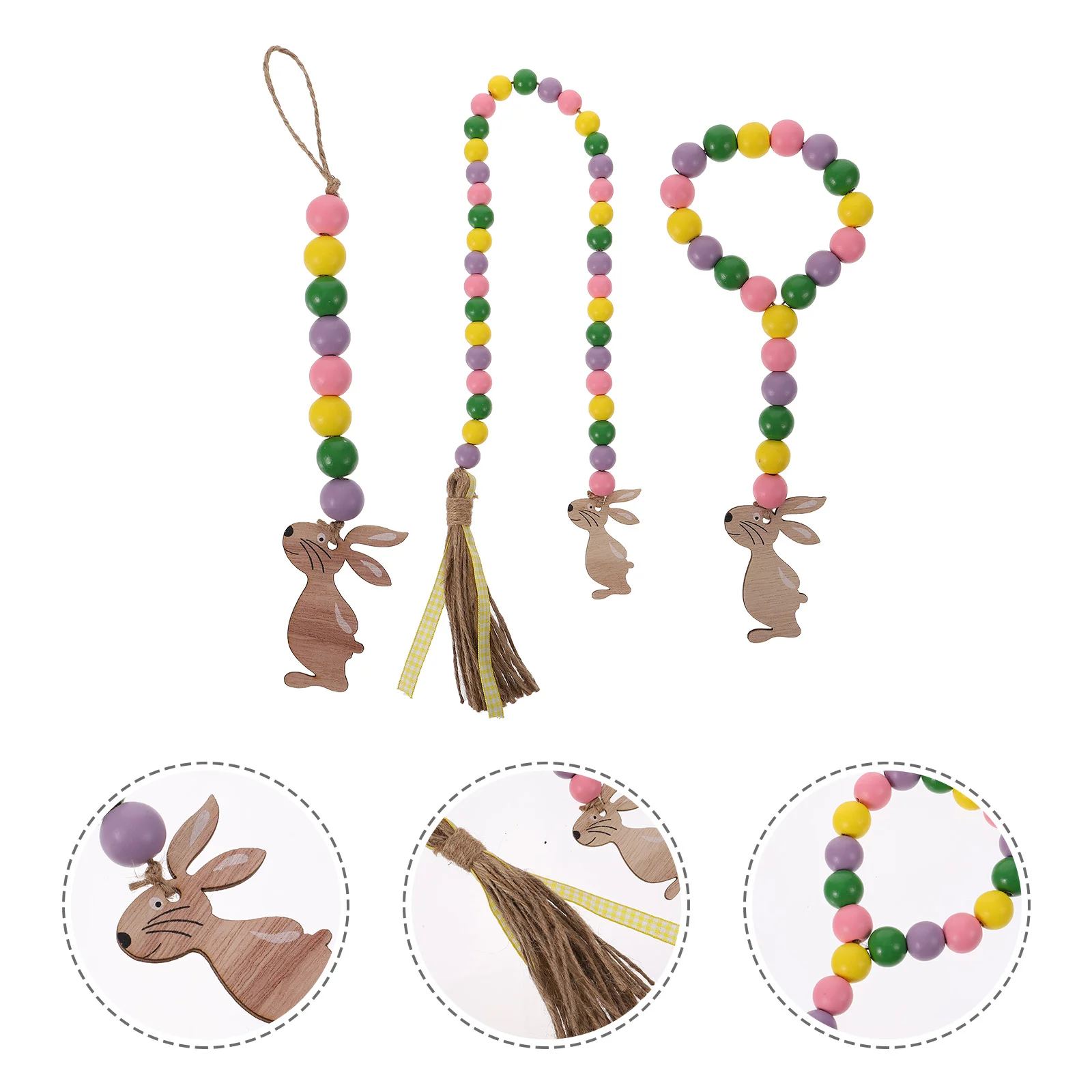 

Beads Colorful Tassel Ornaments Home Hanging Decor Baby Room Wooden Wall Pendant Garlands