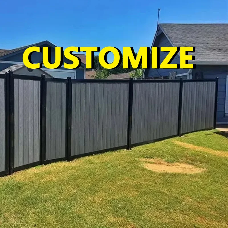 Any Size Custom Customizable WPC Fence Panel Weatherproof Composite Wood Garden Villa Privacy Security Slat Fencing Outdoor Barr