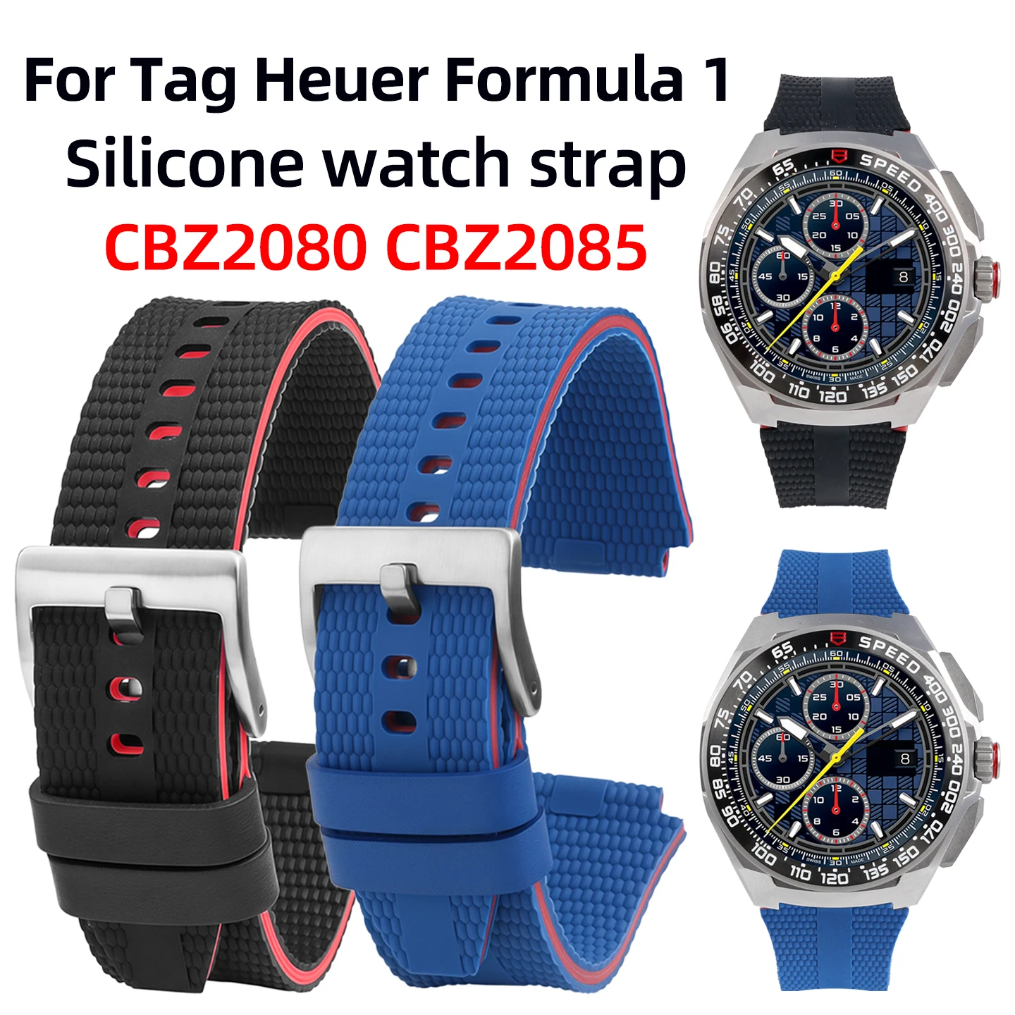 For Tag Heuer Formula 1 Silicone watch strap Red Bull Racing Edition CBZ2080 CBZ2085 Men Sport Rubber Watchband Bracelet 19mm