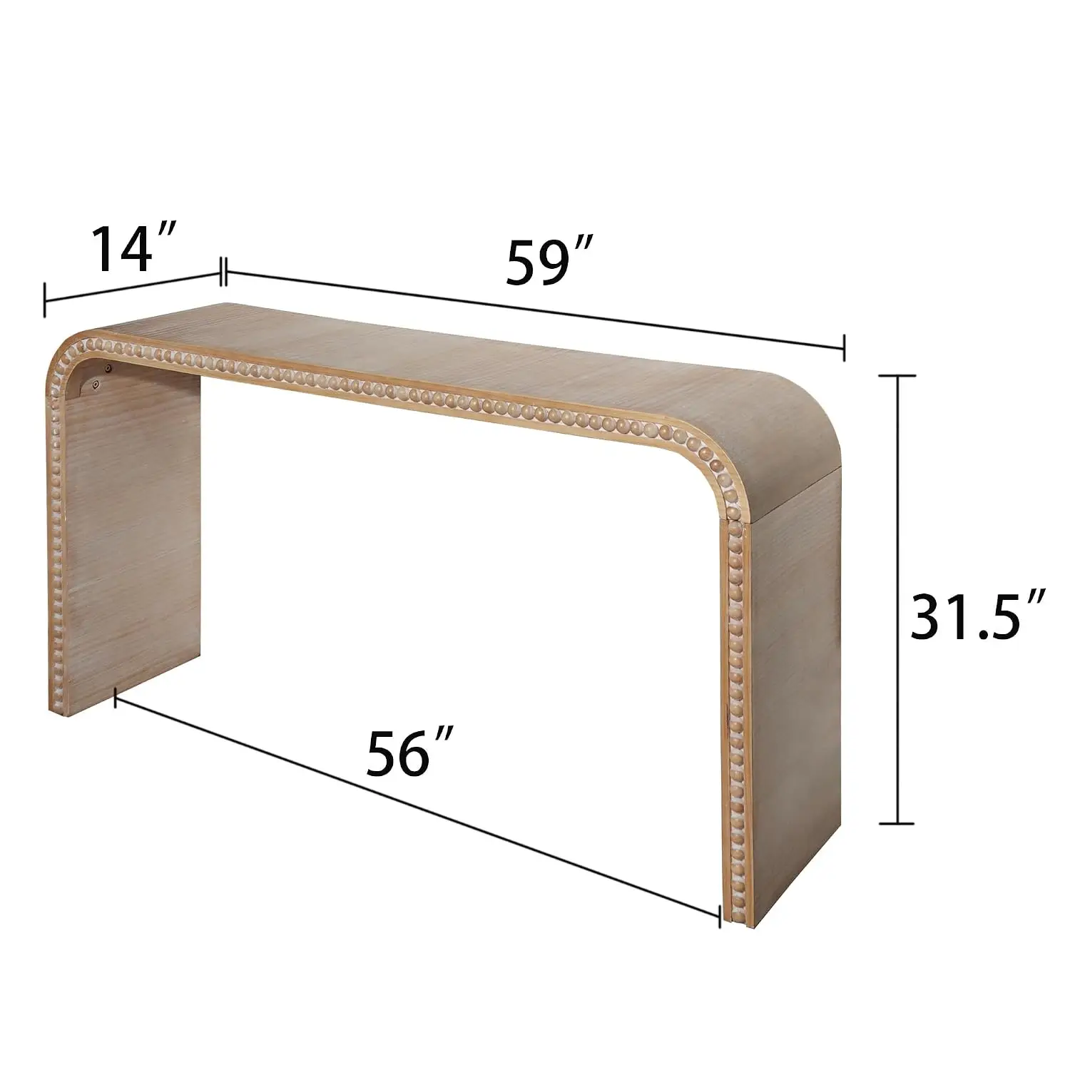 Farmhouse Console Table 59 Inch Wooden Entryway Sofa Table With Beaded Trim For Living Room Hallway Foyer, Customized