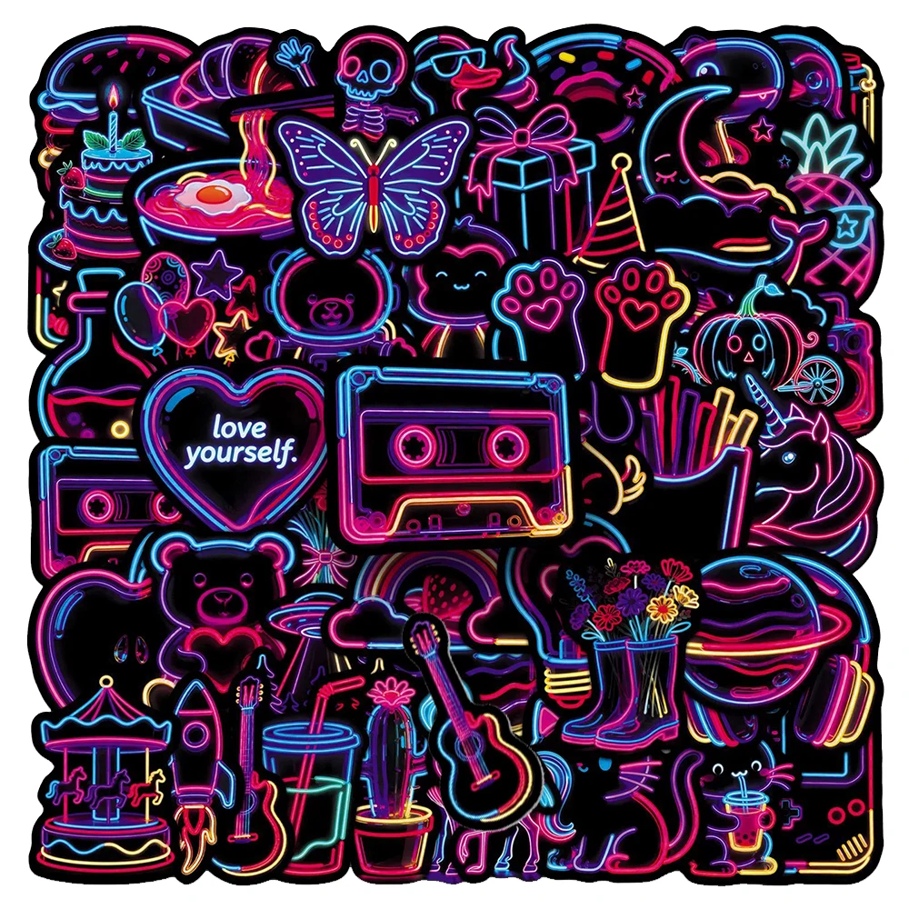 10/30/50 stücke Nette Ins Stil Neon Licht Cartoon Aufkleber Lustige Kreative Muster Aufkleber Laptop Koffer Gitarre Telefon abziehbilder Geschenke