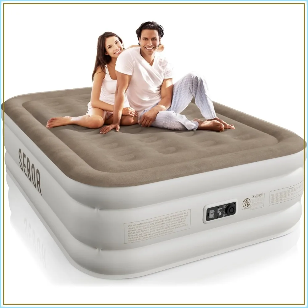 

Full Air Mattress with Built-In Pump 18", Comfortable Self-Inflating, Durable Blow Up Bed with Storage Bag for Guests Camping Travel