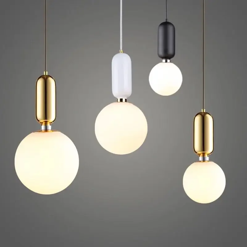 Nordic creative post-modern restaurant pendant lamp bedroom children's room bar single glass ball pendant lights