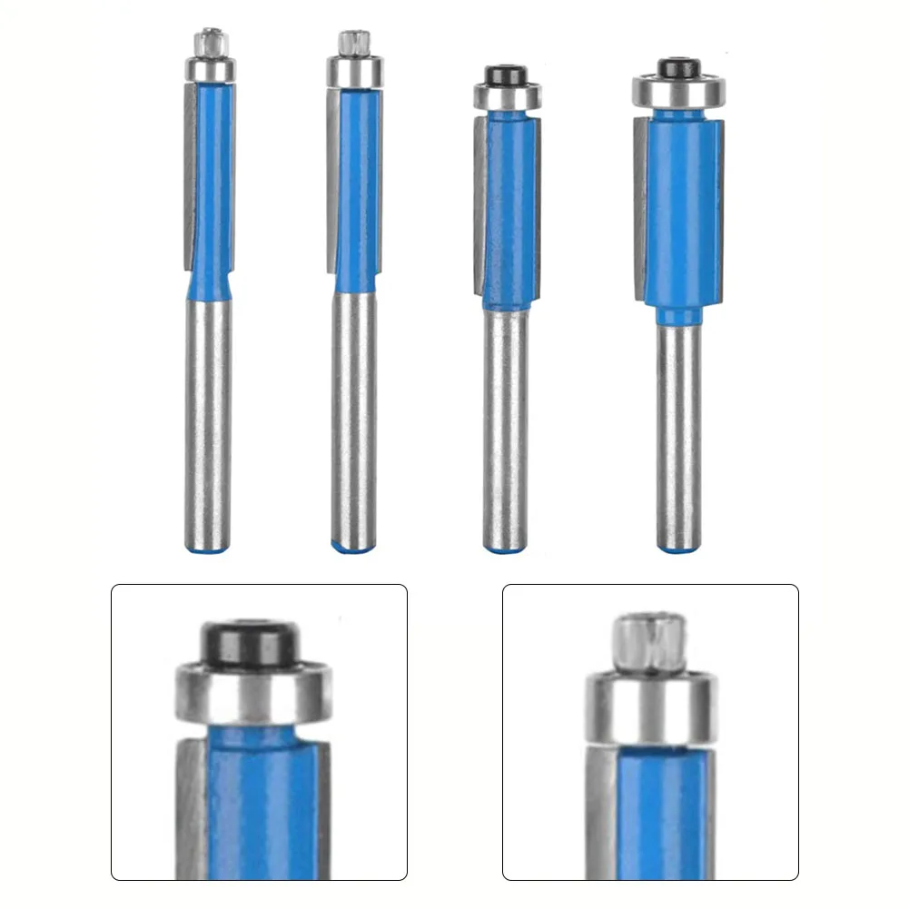 45 # Steel and Tungsten Steel Construction 6mm Shank Milling Cutter Flush Trim With Bearing Router Bit Woodworking