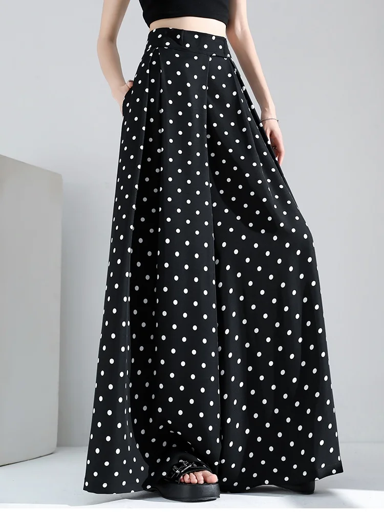 

High Waist Ccasual Wide Leg Pants Women's Dot Loose Summer Long Pants
