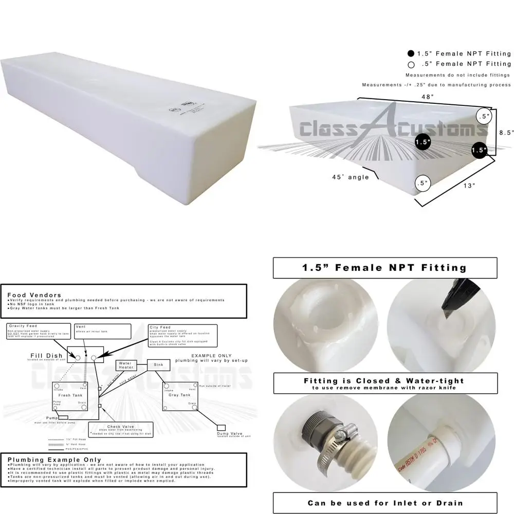 ถังเก็บน้ำสะอาดและน้ำเสียแบบติดตั้งใต้ท้องรถบ้านขนาด 20 แกลลอน รุ่น Concession
