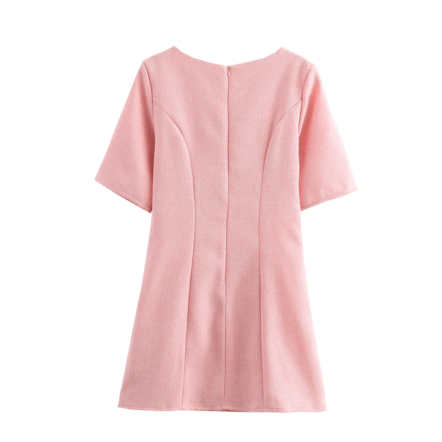 เสื้อผ้าแฟชั่นผู้หญิงคอลเลคชั่นฤดูใบไม้ร่วง JNLEAOG ดีไซน์ผ้าทวีดเนื้อหยาบ แต่งปมผูกทรงกลม สไตล์ฝรั่งเศส ทรงเอวสูง