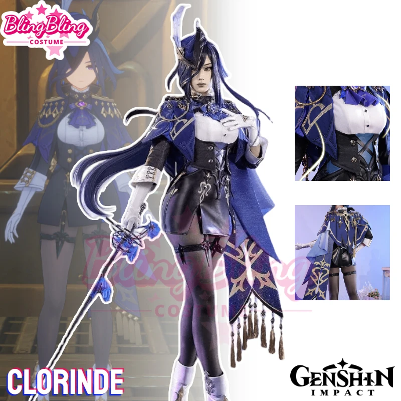 Genshin Genshin Clorinde Cosplay Costume Genshin Impact Clorinde Champion Duelist Costume Cosplay for Women Cosplay Outfit