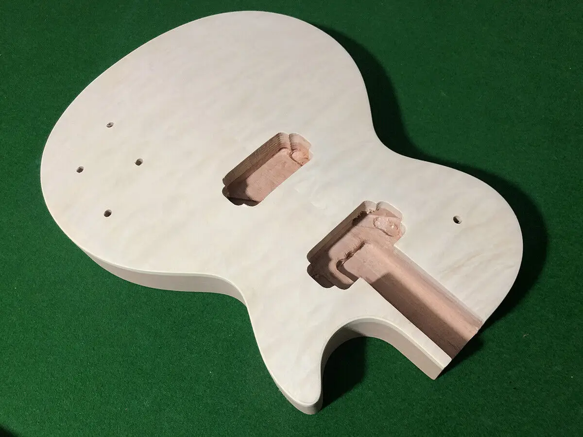 Electric Guitar Body Quilted Maple Cap HH Style Pickup Set In Heel High Quality Unfinished Guitar Parts Set In Back Drilled