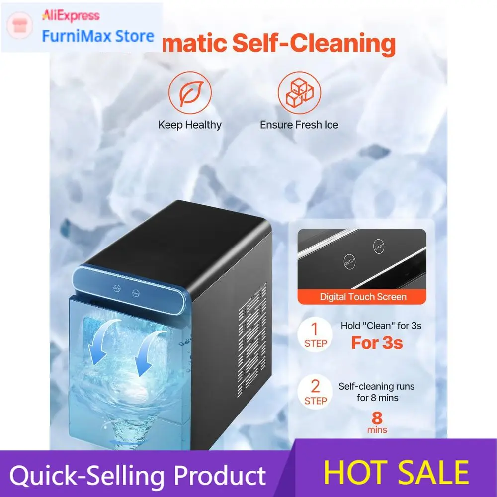

PopularHigh-Capacity 37lb/24H Stainless Steel Ice Maker with Self-Cleaning, Scoop, and Basket for Home Use