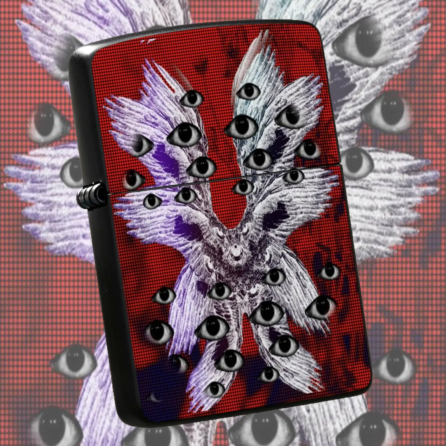 Surreal All-Seeing Wing Themed Lighter, Retro Weird Multi-Eye Angel Pattern, Stylish Artistic Portable Accessory, Unique Aesthetic Decor, Ideal For Daily Use, Gifting And All Occasions  A Humorous And Interesting Lighter