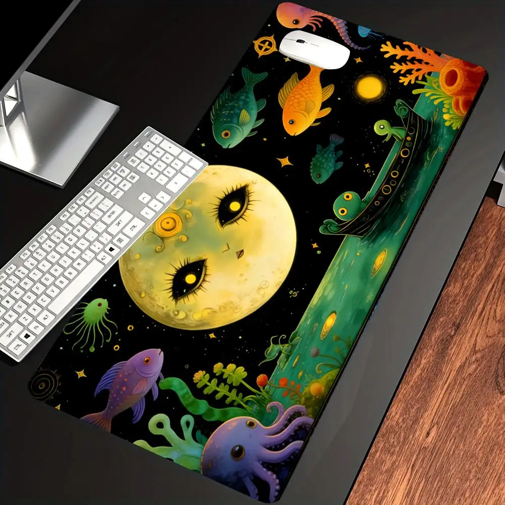 HYBXAXC Moon Frog Mouse Pad Cottagecore Gothic Gaming Desk Mouse Pad Cute HD Pad Extended Gaming Keyboard Mats Large XXL Gamer