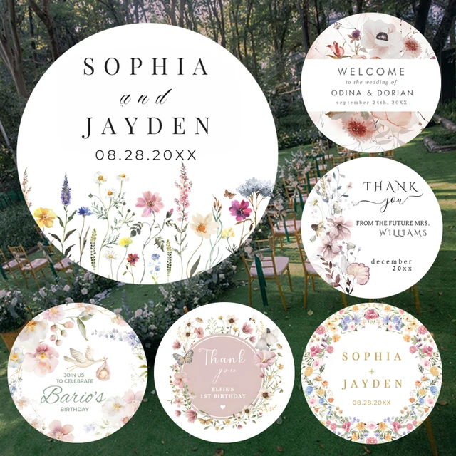 Kolorowe kwiaty Boho Ogród Wianek kwiatowy Naklejki ślubne Etykiety Wiosna Polowanie na kwiaty Baby Shower Dziękuję Faworyci Tagi