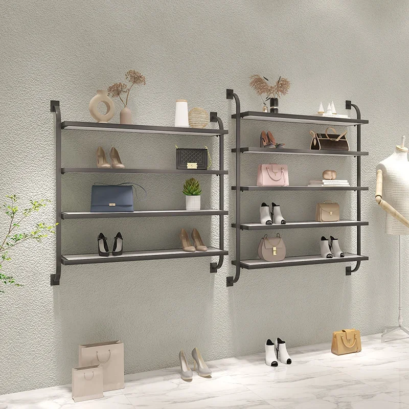 Shoe rack display , wall shelf of men's and women's , children's , multi-layer wrought iron   cabinet store commercial