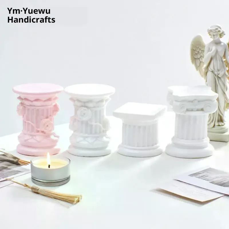 Roman Pillar Greek Column Statue Pedestal Candlestick Stand Figurine Sculpture Indoor Home Dinning Room Garden Scenery Decor