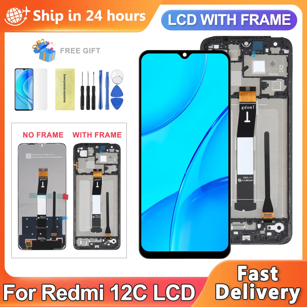 

Для Xiaomi Redmi 12C 22120RN86G ЖК-дисплей, дигитайзер сенсорного экрана для Redmi 12C, замена экрана дисплея с рамкой