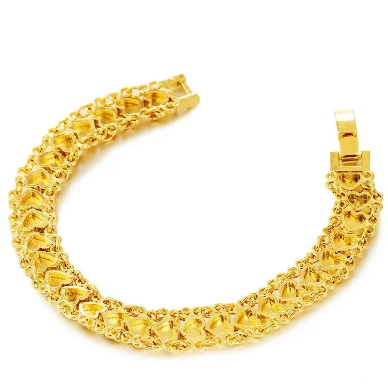 ANGLANG-Bracelet couleur or 24 carats véritable pour femme, chaîne 18 cm-19 cm, bracelets à maillons, bijoux fins