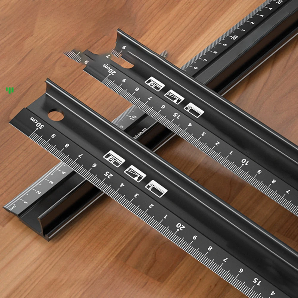 Heavy Duty Raised Grip Aluminium Ruler with Ink Resistant Anti Bleeding Design for Accurate Measurement and Enhanced Stability